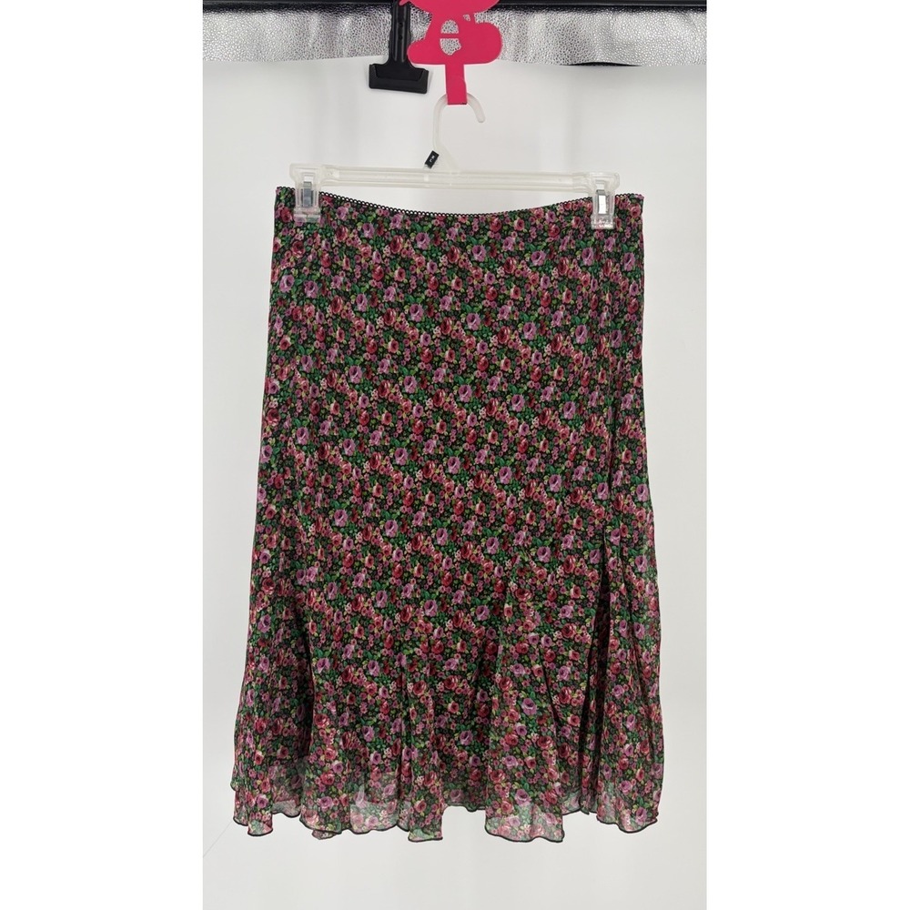 Y2K Floral Midi‎ Skirt Cottagecore Coquette Fairy Grunge Rose Print Pink LP